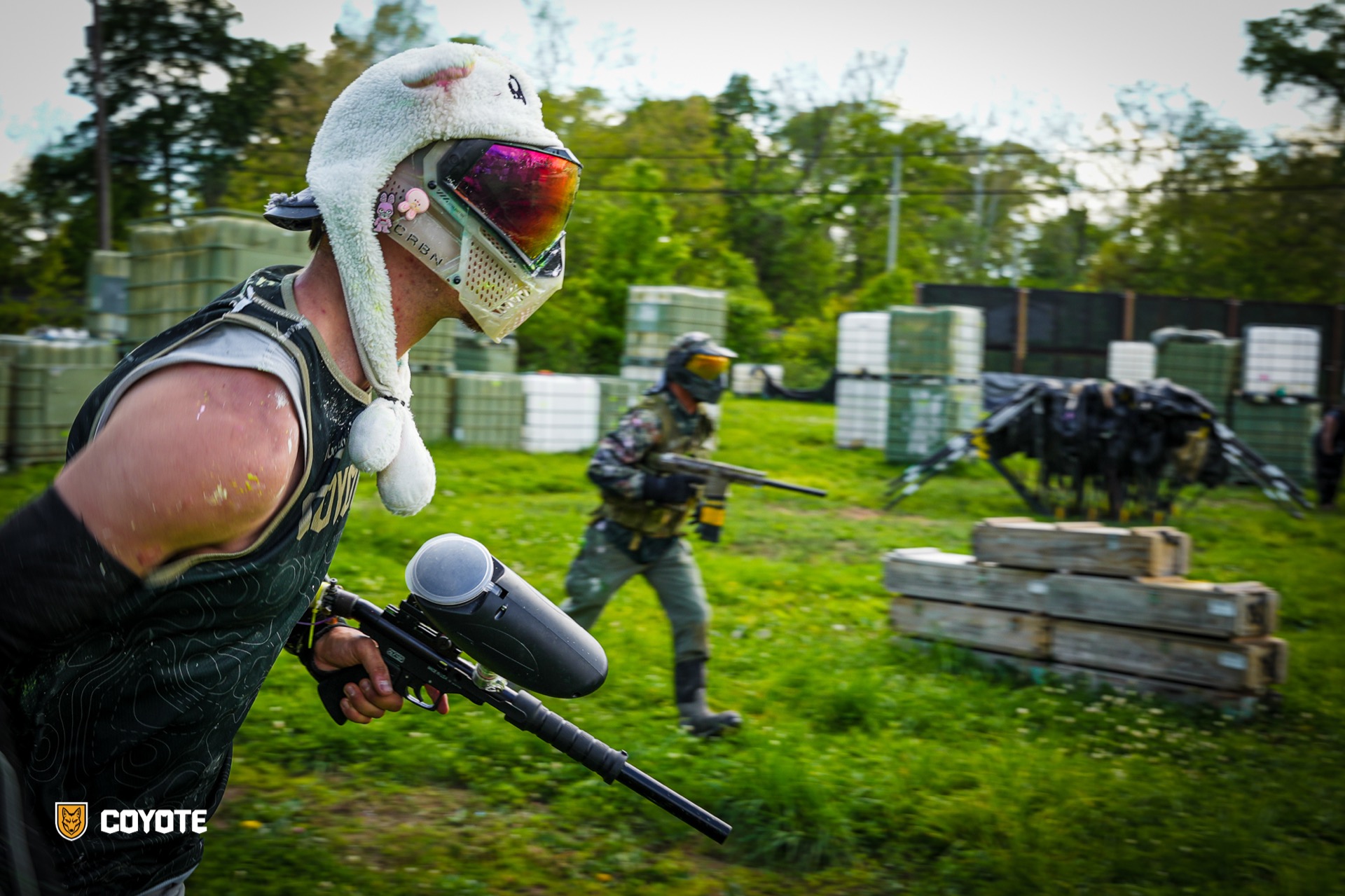 Paintball action at Coyote Field